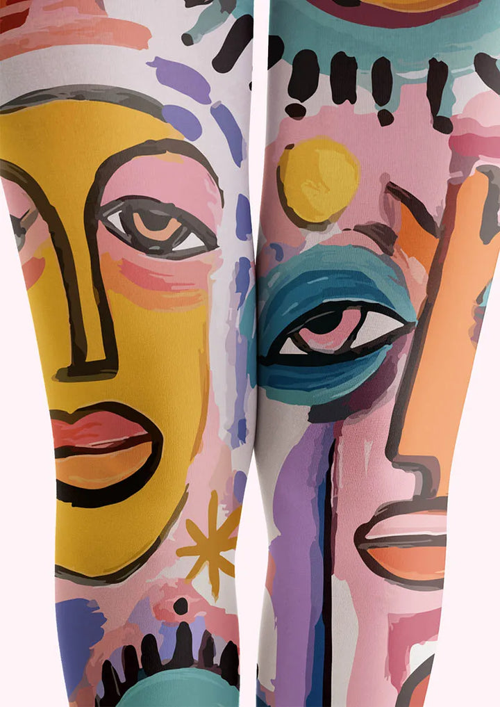 Women Abstract Art Picasso Form Print Tights Hosiery Pantyhose