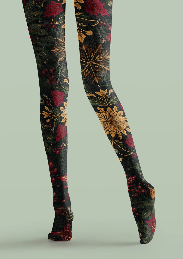 Black Holly Berry Tights Hosiery Pantyhose