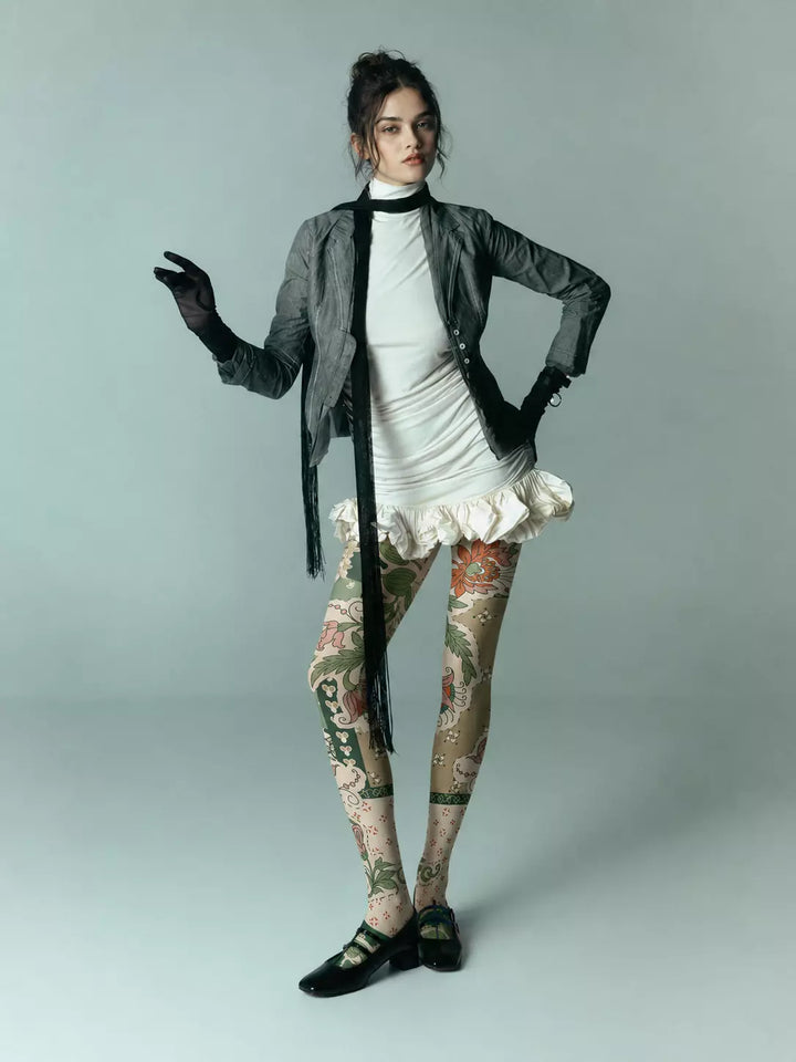 Verdant Herbarium Floral Tights Hosiery Pantyhose