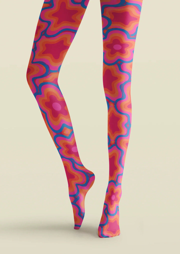 Women Retro Psychedelic Star Print Tights and Hosiery Pantyhose