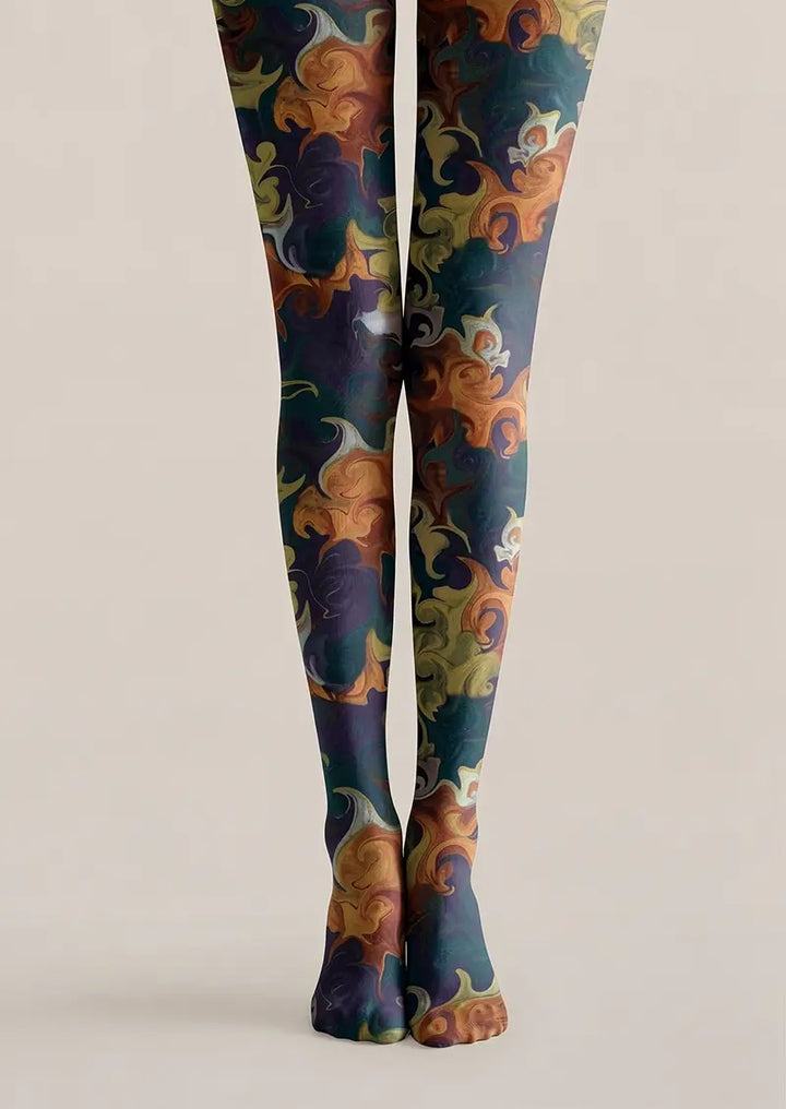 Women Floral Phantom Pattern Print Tights Hosiery Pantyhose