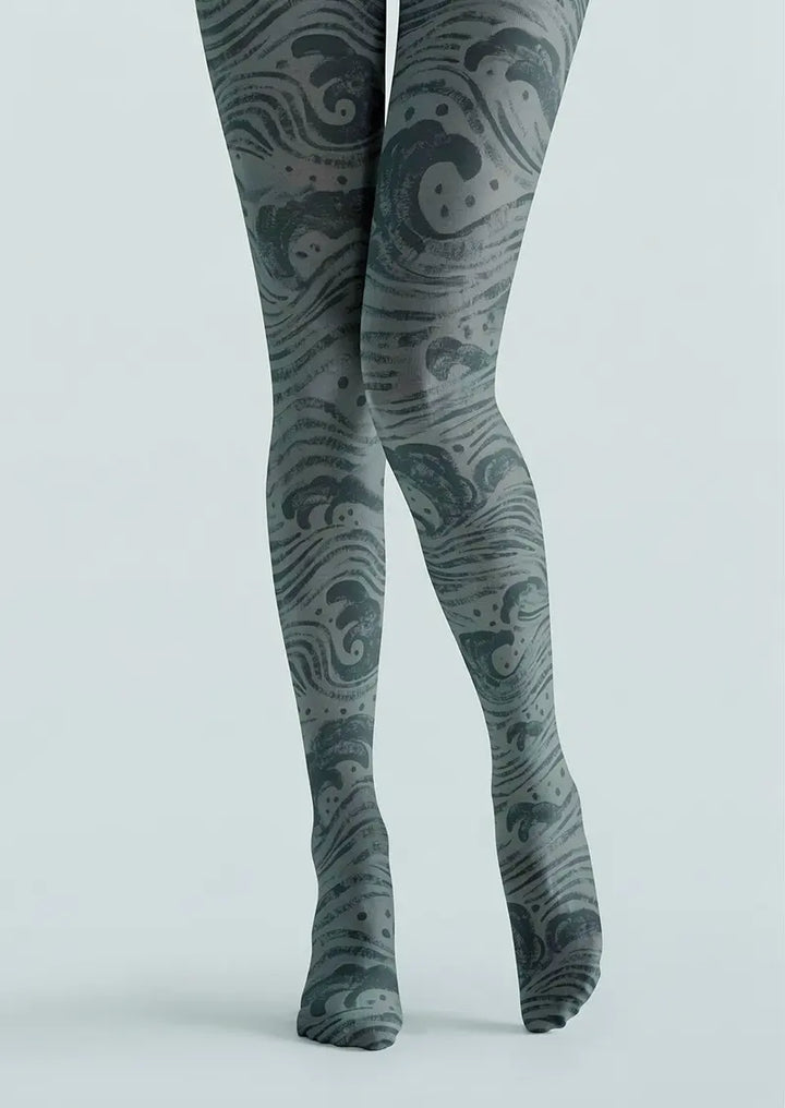 Women Midnight Ocean Currents Print Tights Hosiery Pantyhose