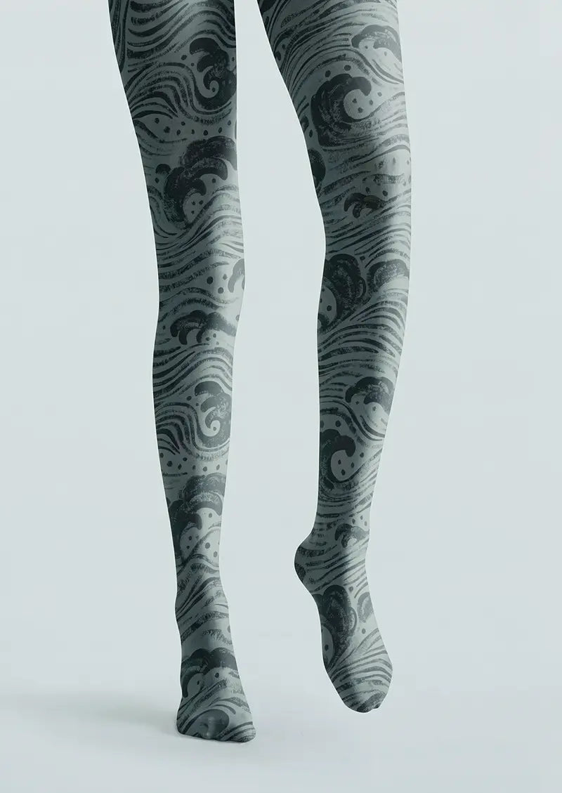 Women Midnight Ocean Currents Print Tights Hosiery Pantyhose