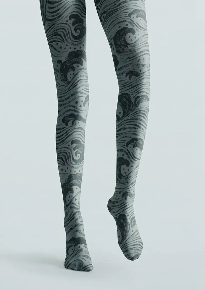 Women Midnight Ocean Currents Print Tights Hosiery Pantyhose