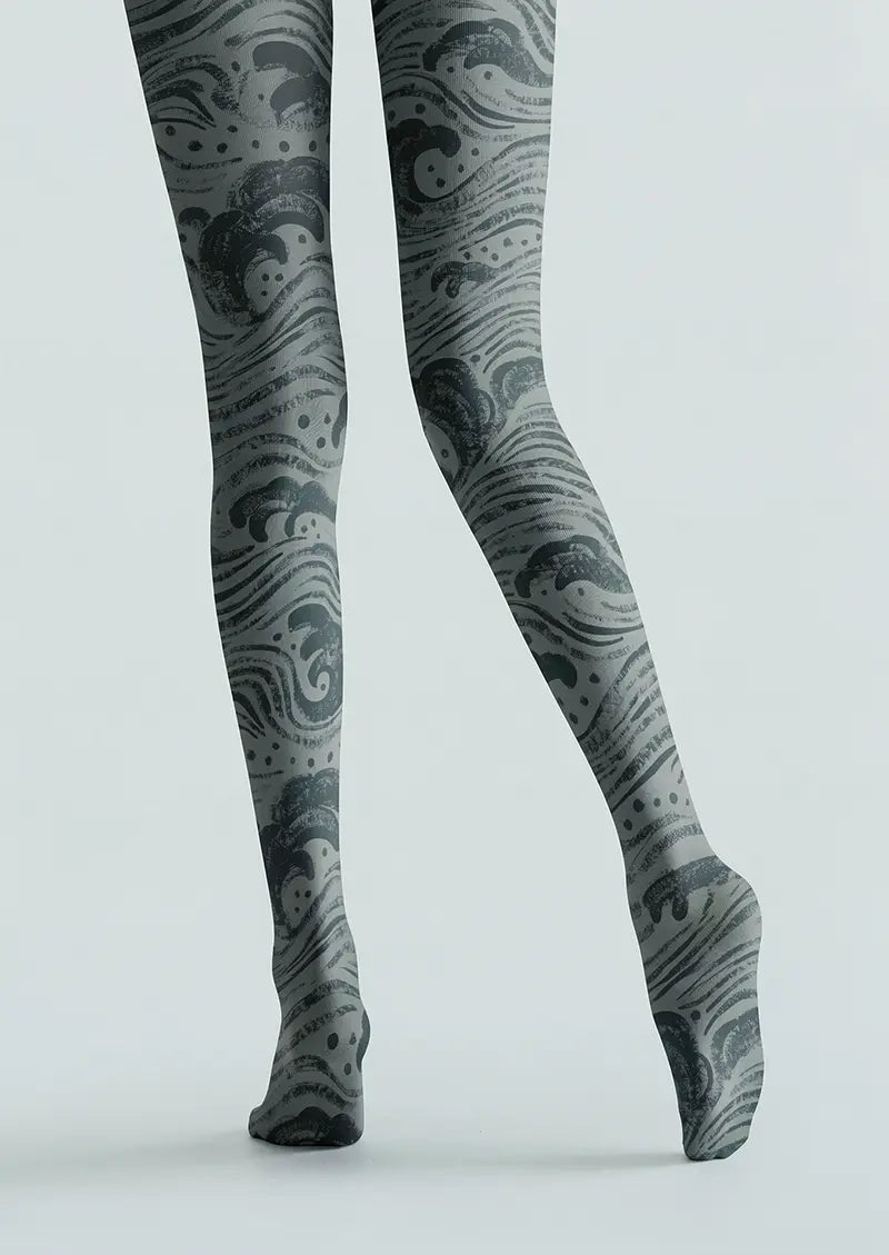 Women Midnight Ocean Currents Print Tights Hosiery Pantyhose