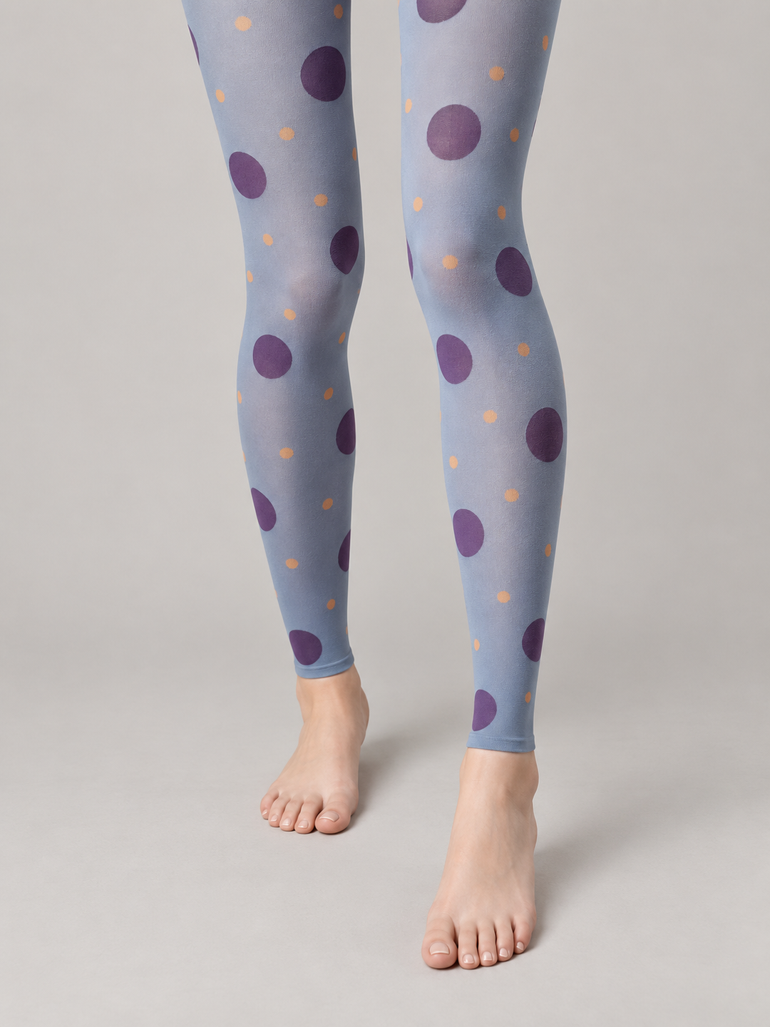 Women Mist Blue Purple Apricot Polka Dot Footless Pantyhose