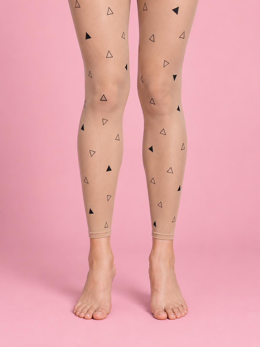 Women Sand Black Minimal Triangle Print Footless Pantyhose