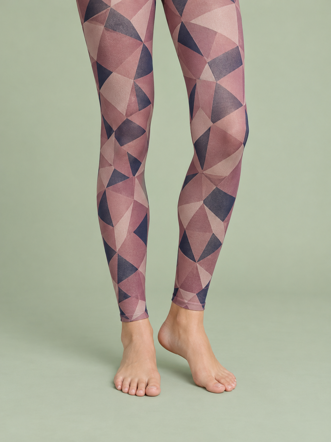 Women Rose Navy Faceted Mosaic Print Footless Pantyhose