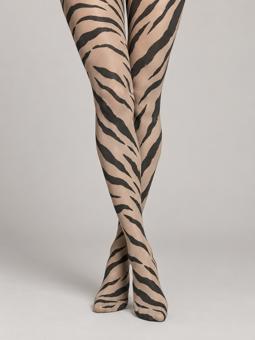 Women Stone Black Abstract Zebra Full Foot Tights Pantyhose