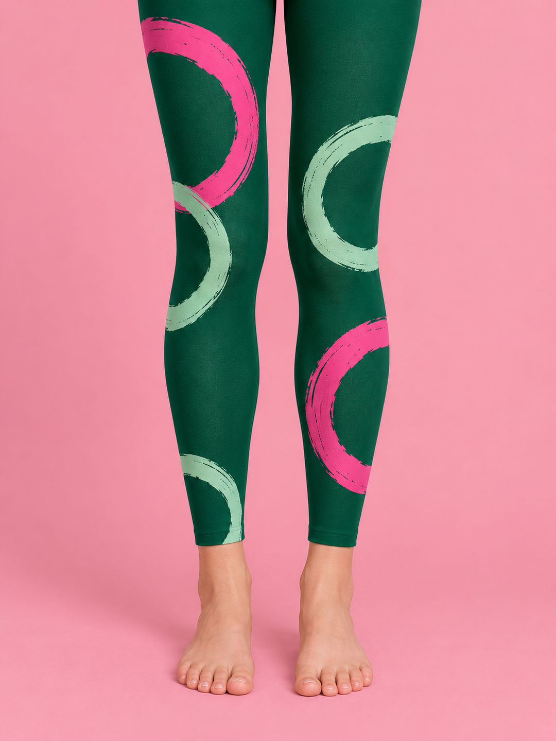 Women Emerald Pink Broken Halo Ring Footless Pantyhose