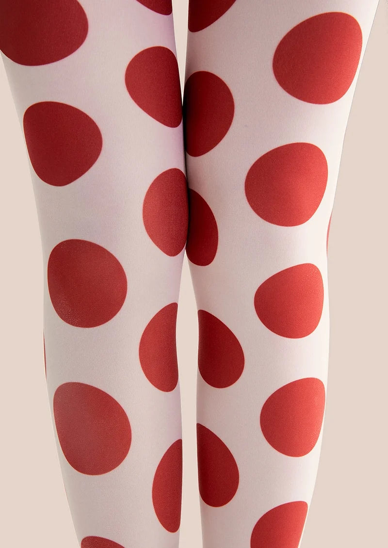 Women Red Polka Dot Pattern Print Tights and Hosiery Pantyhose