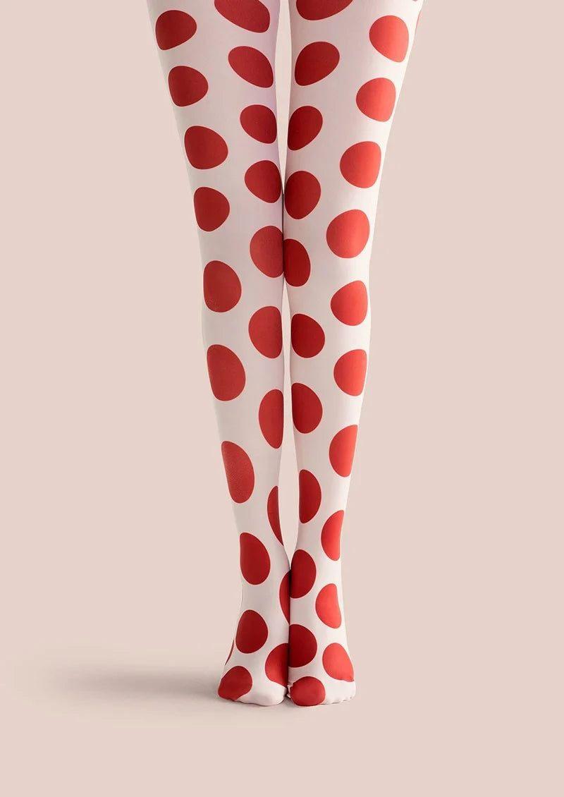 Women Red Polka Dot Pattern Print Tights and Hosiery Pantyhose