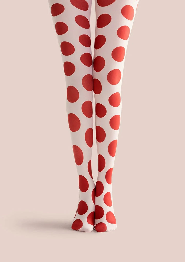 Women Red Polka Dot Pattern Print Tights and Hosiery Pantyhose