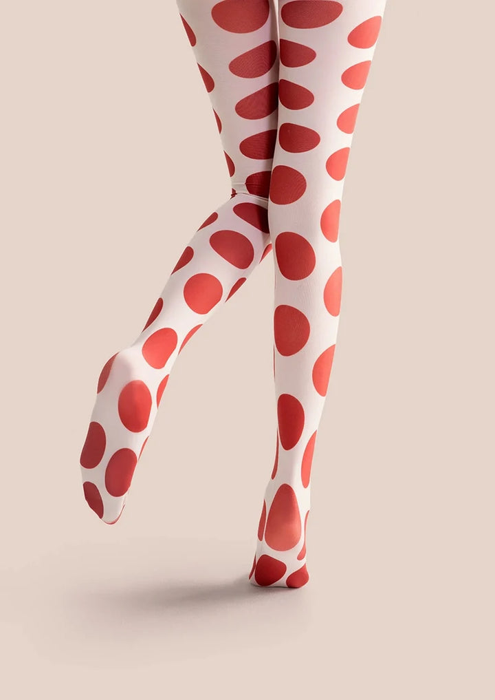 Women Red Polka Dot Pattern Print Tights and Hosiery Pantyhose