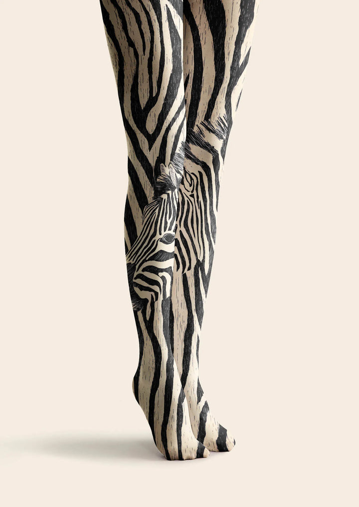 Women Zebra Line Animal Stripes Graphic Art Tights Pantyhose