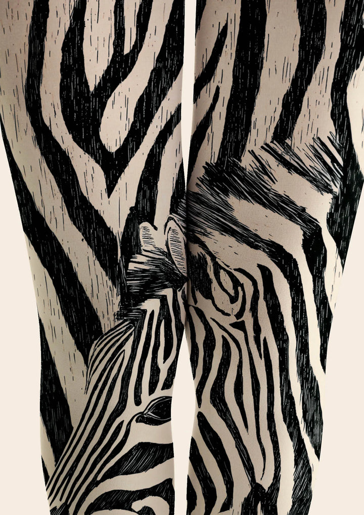 Women Zebra Line Animal Stripes Graphic Art Tights Pantyhose