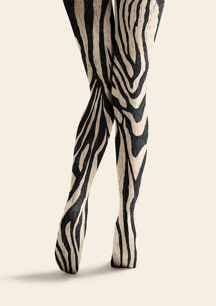 Women Zebra Line Animal Stripes Graphic Art Tights Pantyhose