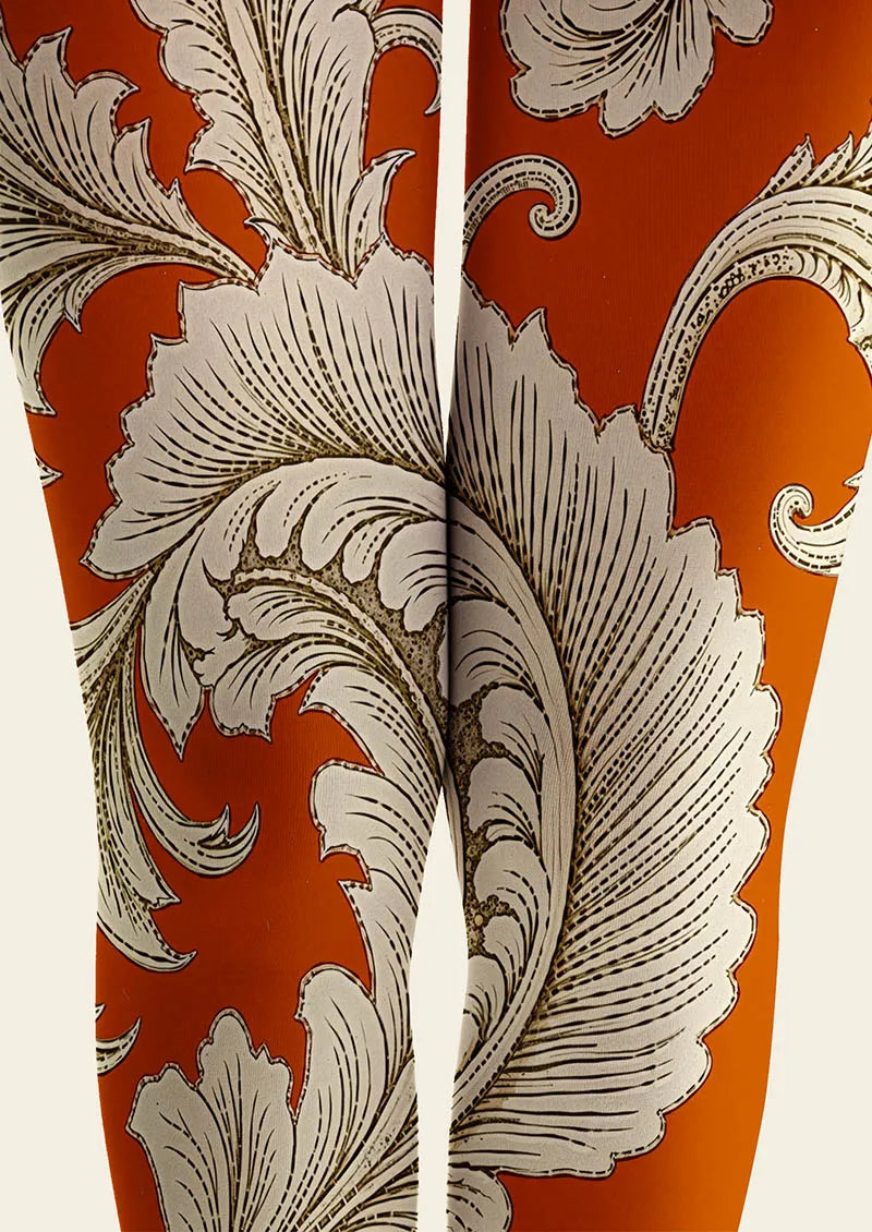 Women Baroque Flame Pattern Print Tights Hosiery Pantyhose