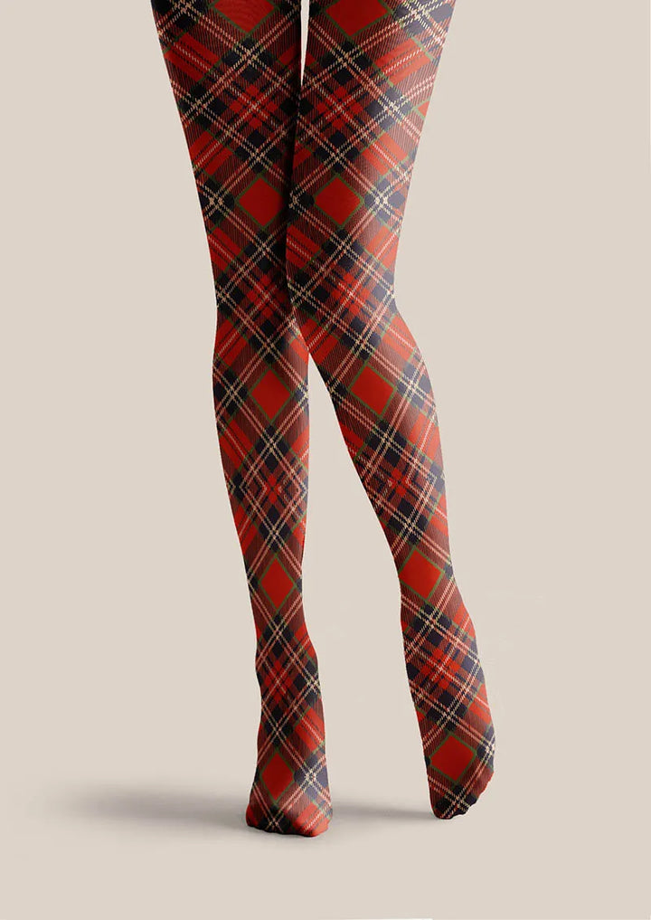 Christmas Fun Art Winterberry Check Tights Hosiery Pantyhose