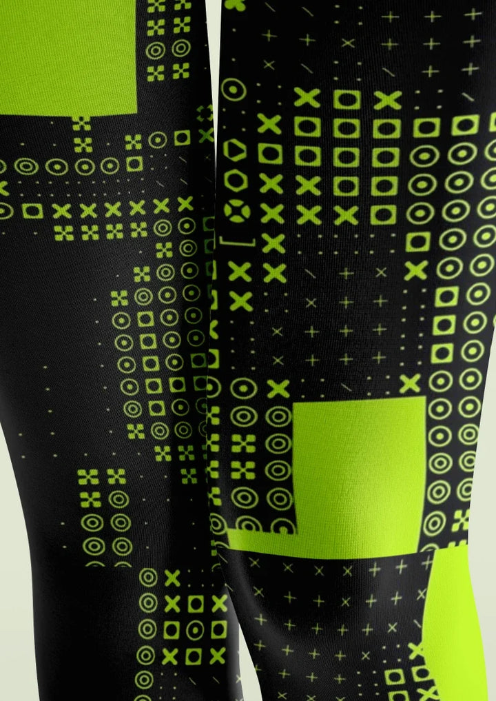 Women Cyberpunk Color Block Graphic Print Tights Pantyhose