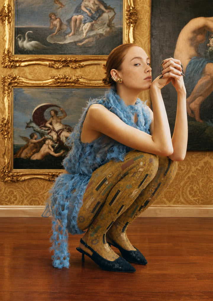 Women Klimt-Inspired Artistic Print Tights Hosiery Pantyhose