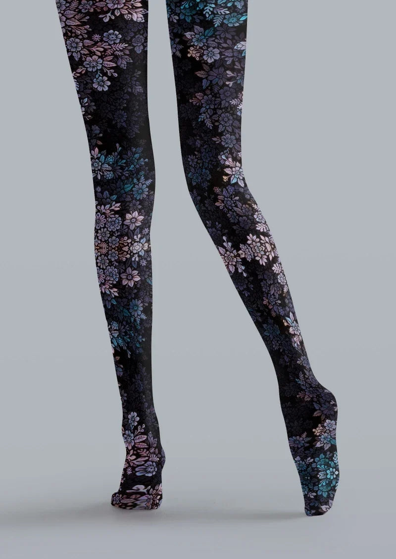 Black Cherry Blossom Tights Hosiery Pantyhose