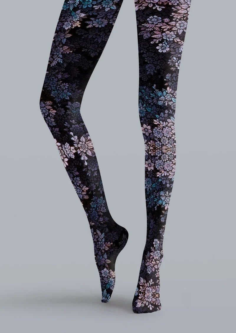 Black Cherry Blossom Tights Hosiery Pantyhose