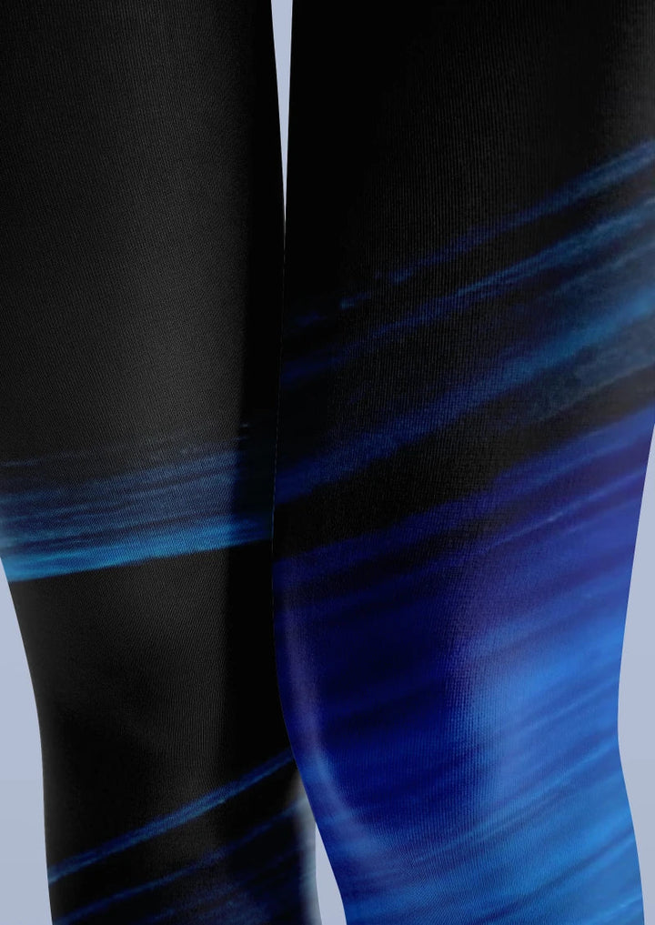 Women Blue Black Gradient Ombre Fashion Tights Pantyhose