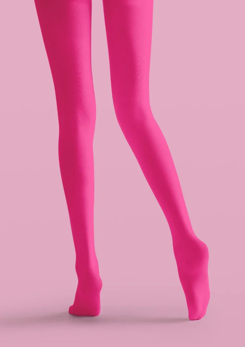 Women Pink Leopard Animal Print Graphic Tights Pantyhose