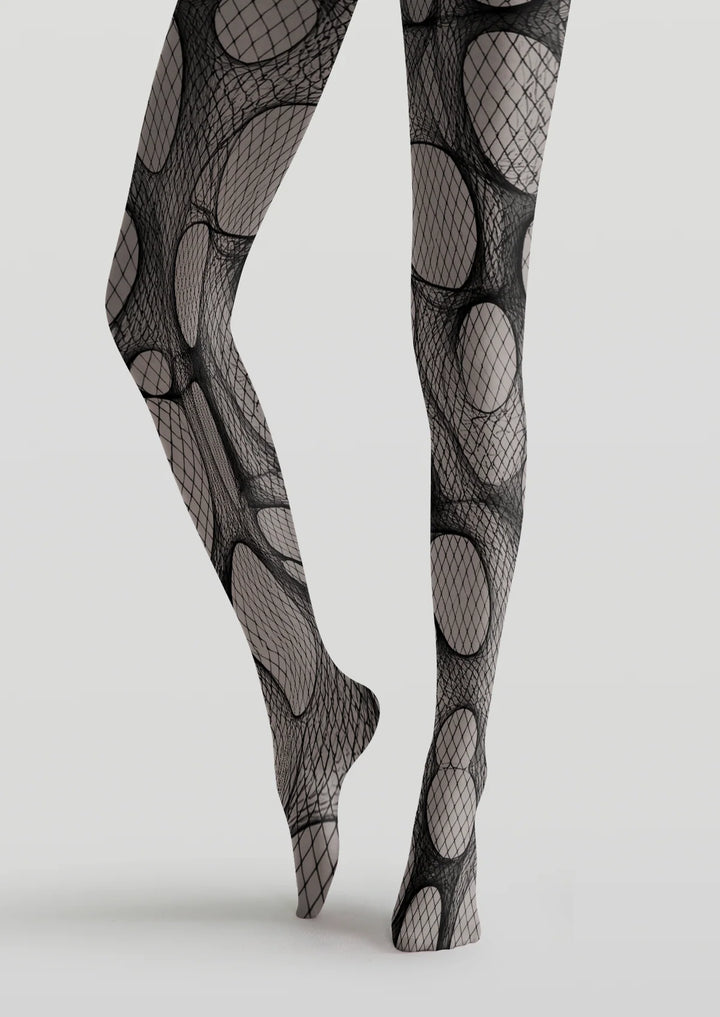 Women Faux Ripped Graphic Art Print Tights Hosiery Pantyhose
