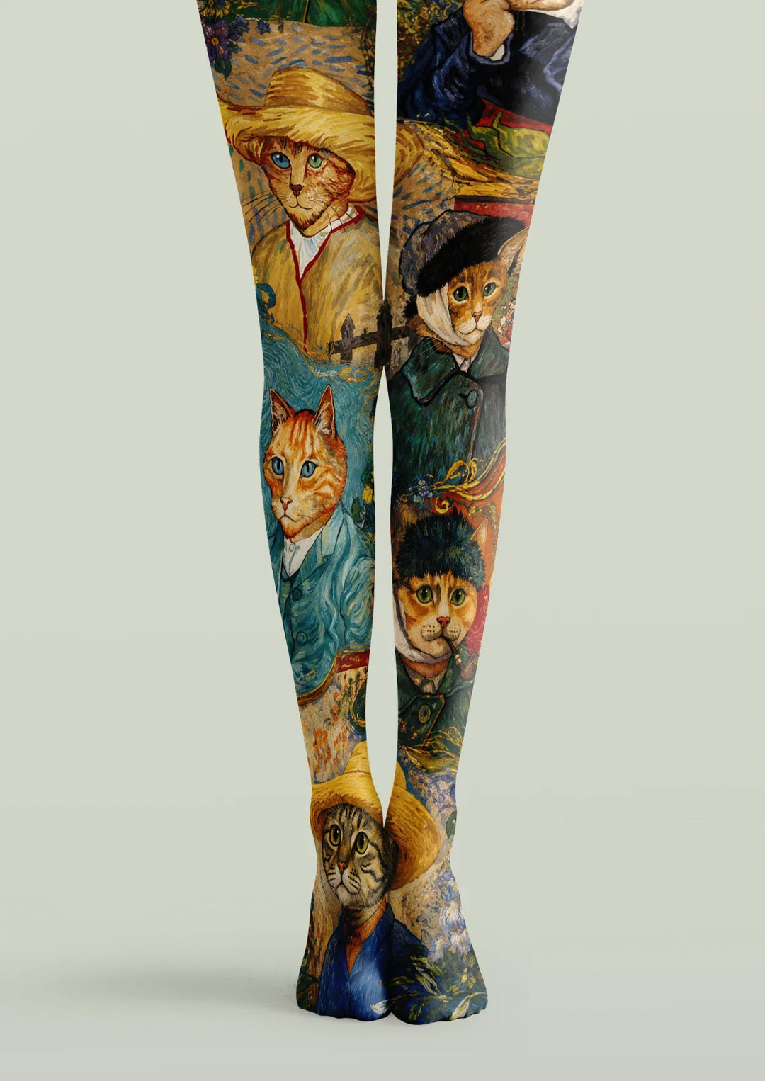 Women Van Gogh Cat Self Portrait Art Tights Hosiery Pantyhose