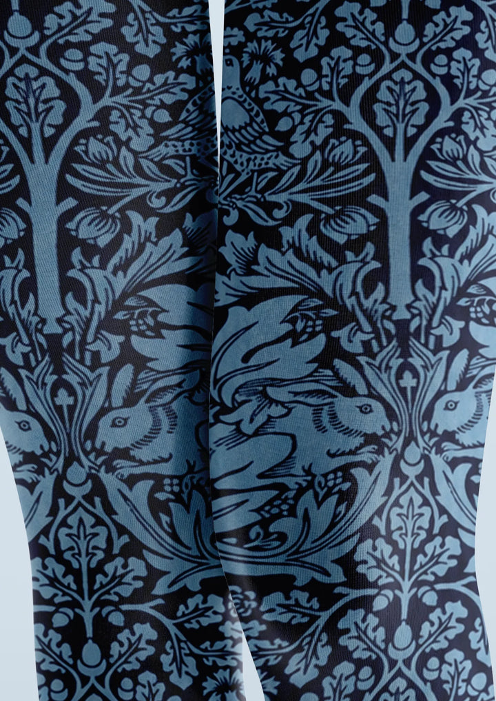 Women Morris Bird Rabbit Botanical Animal Tights Pantyhose