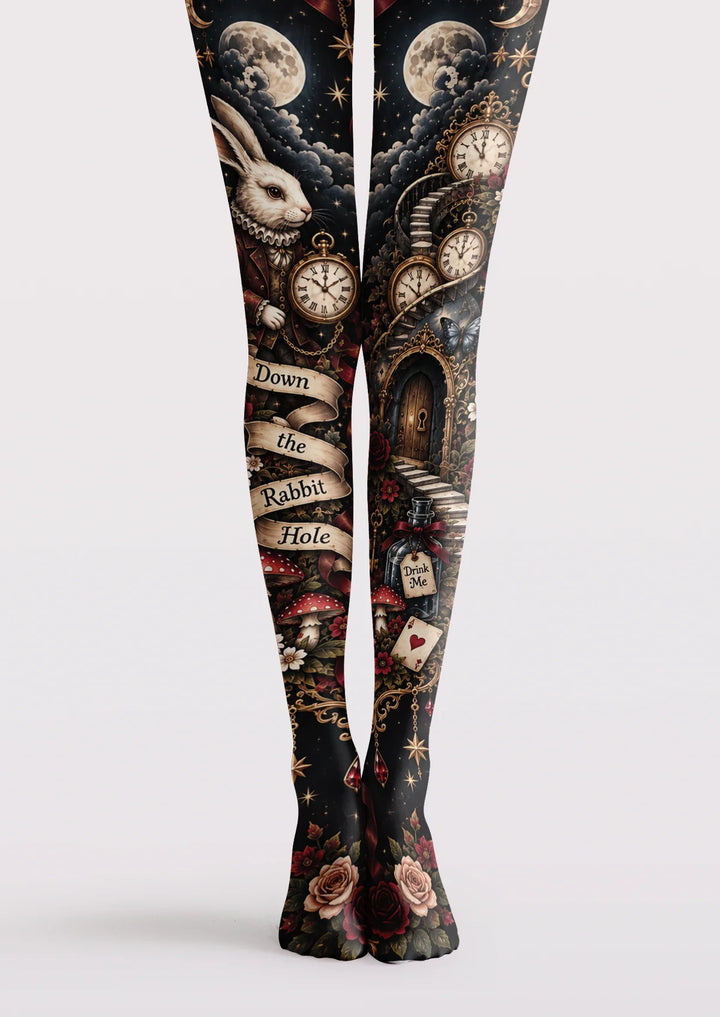 Women Rabbit Hole Bunny Animal Graphic Art Tights Pantyhose