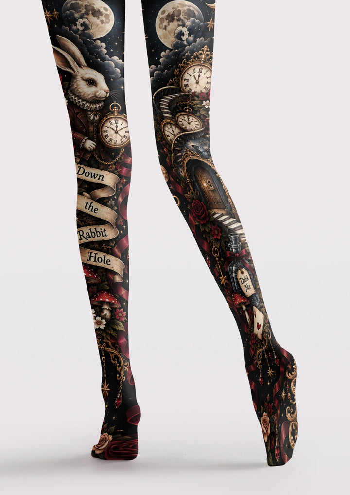 Women Rabbit Hole Bunny Animal Graphic Art Tights Pantyhose