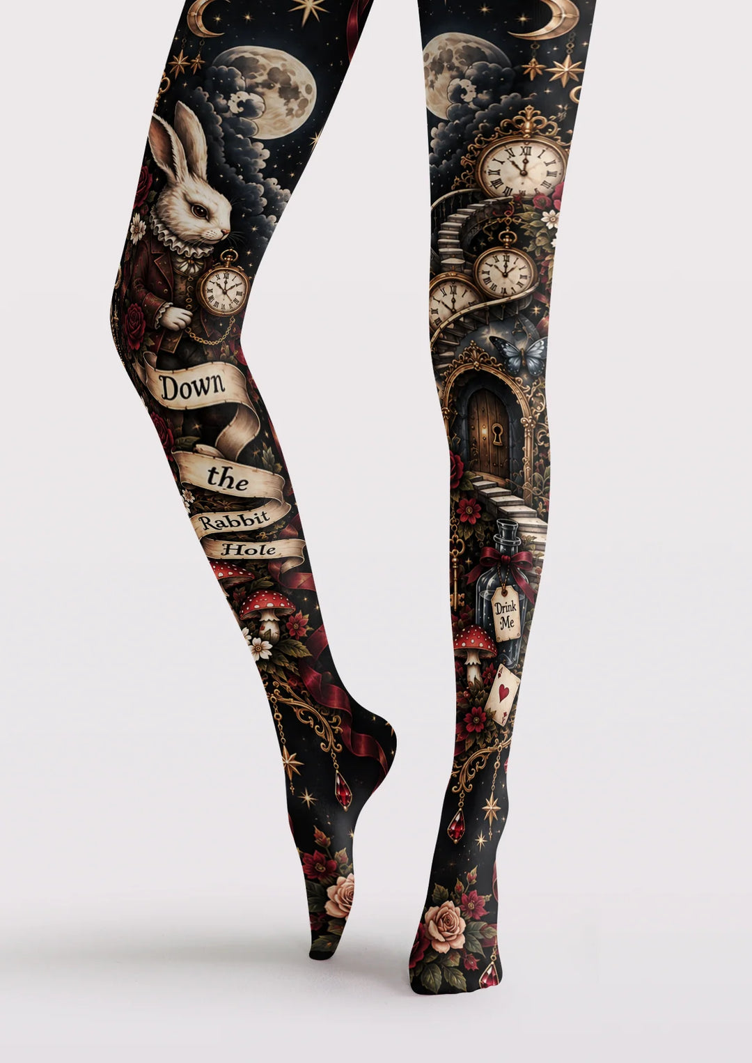 Women Rabbit Hole Bunny Animal Graphic Art Tights Pantyhose