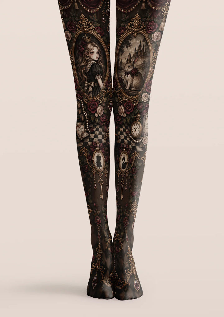 Rabbit Portrait Graphic Printed Tights Hosiery Pantyhose