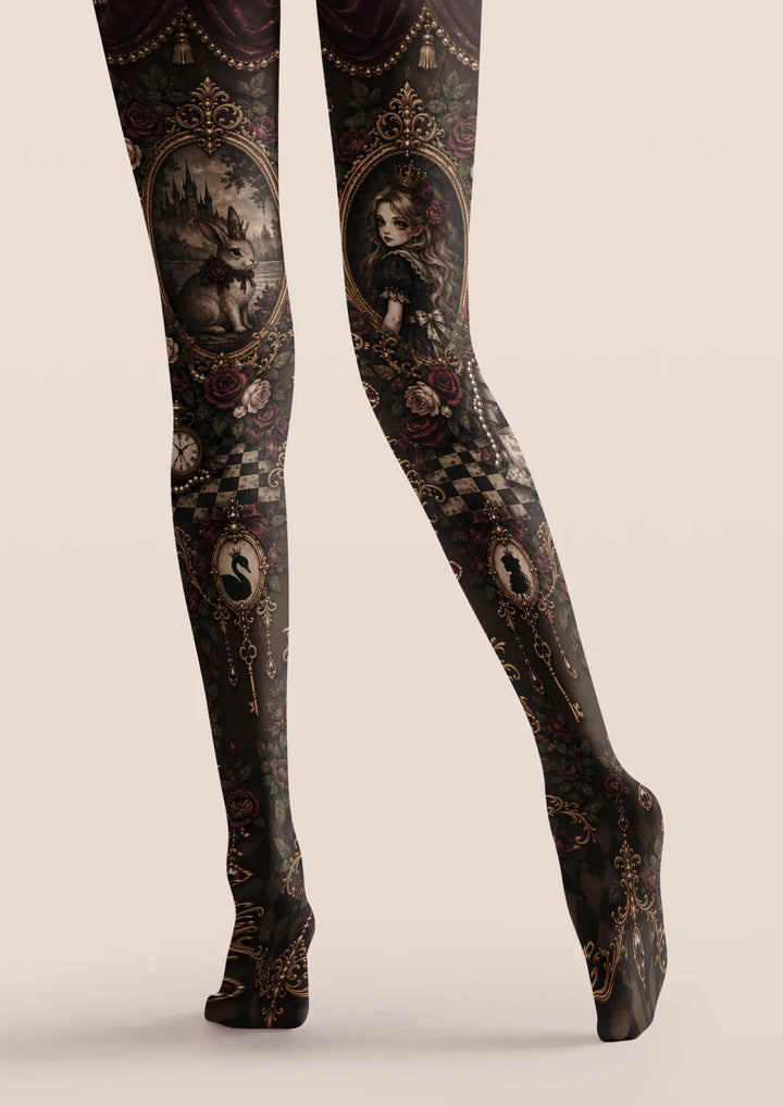 Rabbit Portrait Graphic Printed Tights Hosiery Pantyhose