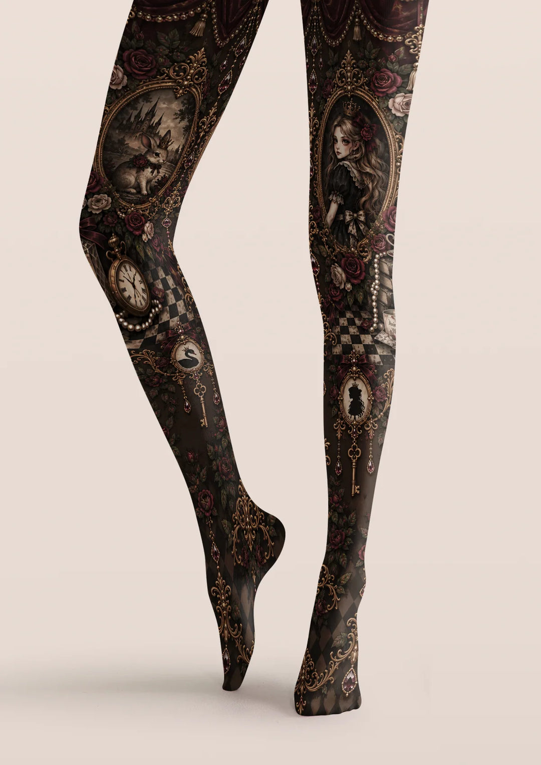 Rabbit Portrait Graphic Printed Tights Hosiery Pantyhose