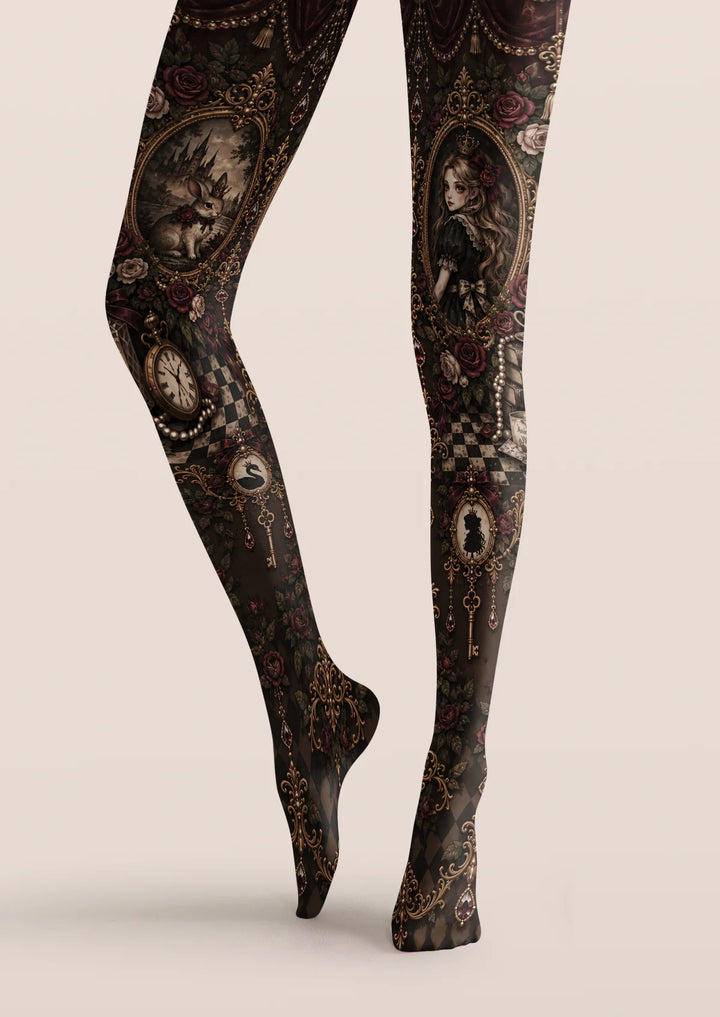 Rabbit Portrait Graphic Printed Tights Hosiery Pantyhose