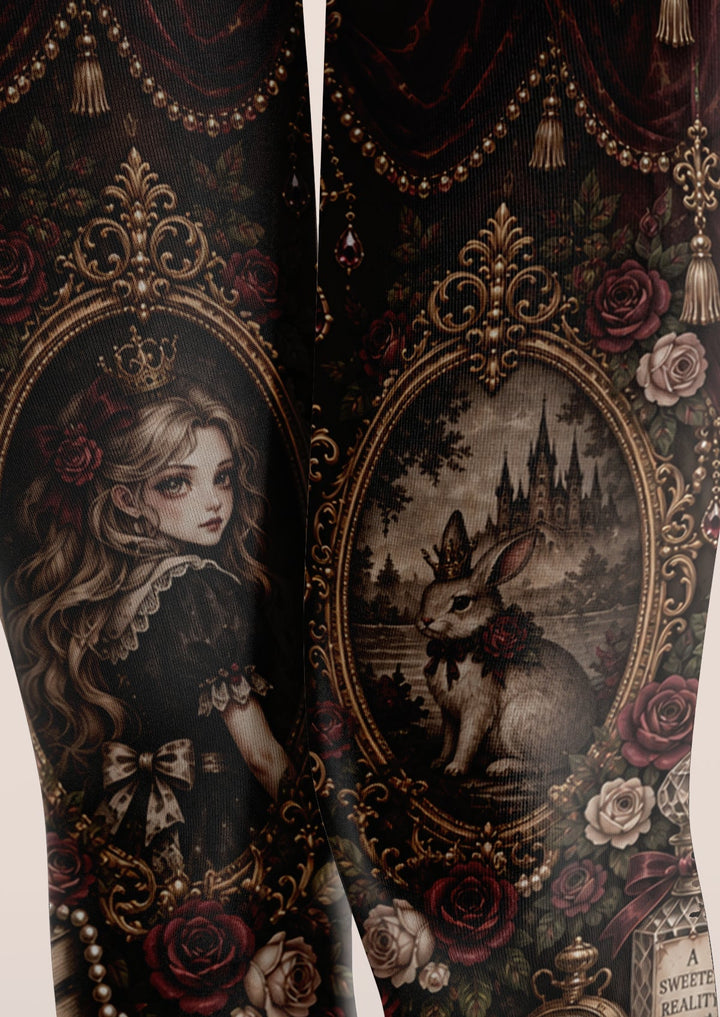Rabbit Portrait Graphic Printed Tights Hosiery Pantyhose