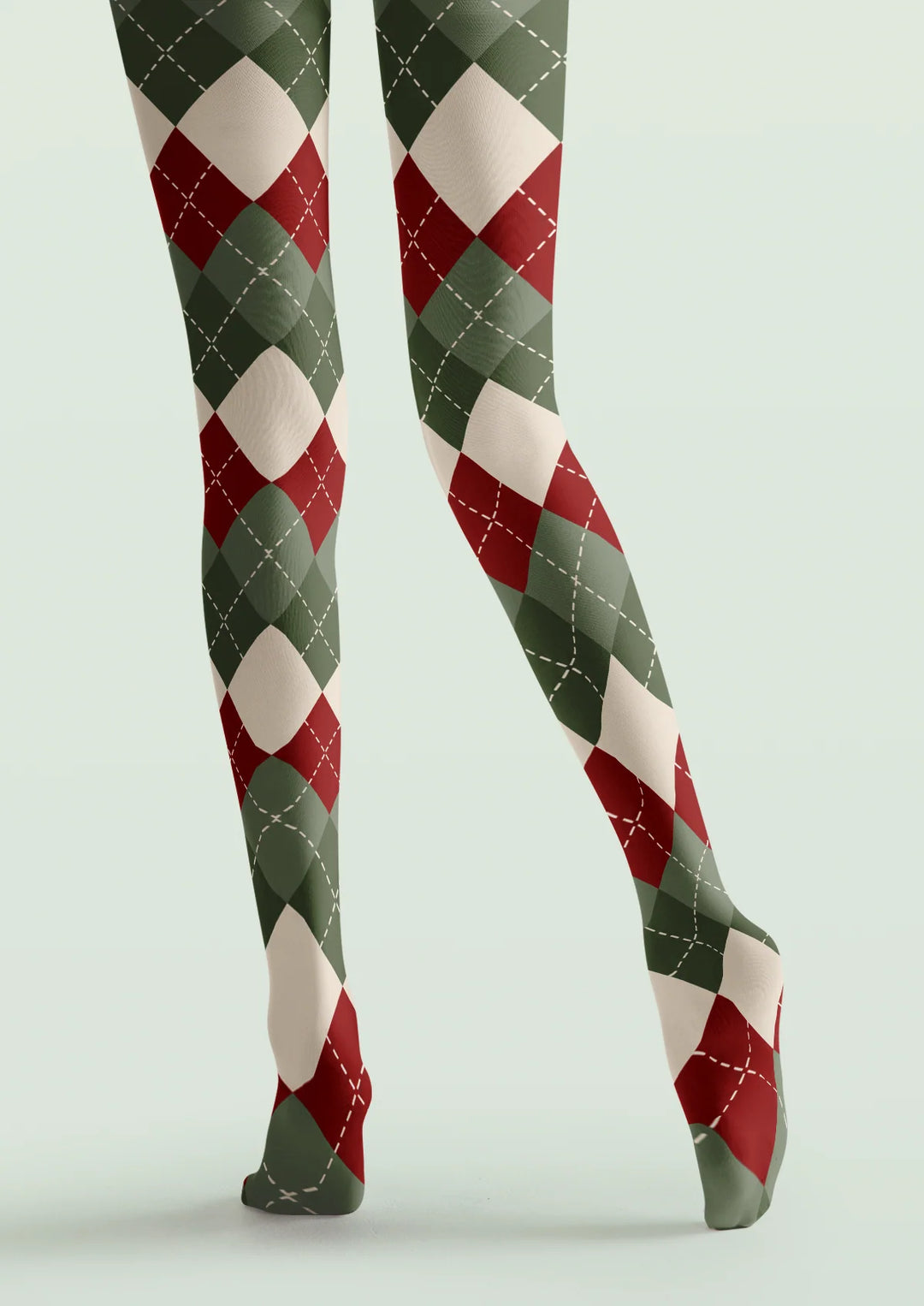 Vintage Argyle Printed Tights Hosiery Pantyhose