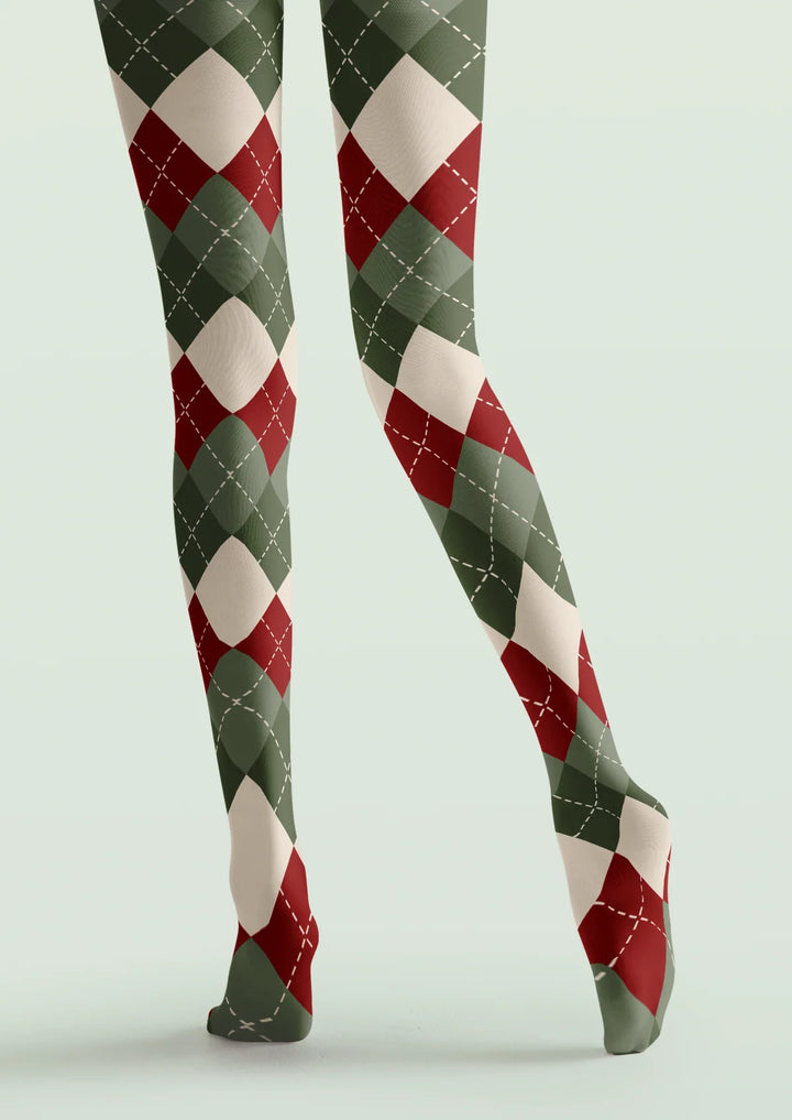 Vintage Argyle Printed Tights Hosiery Pantyhose