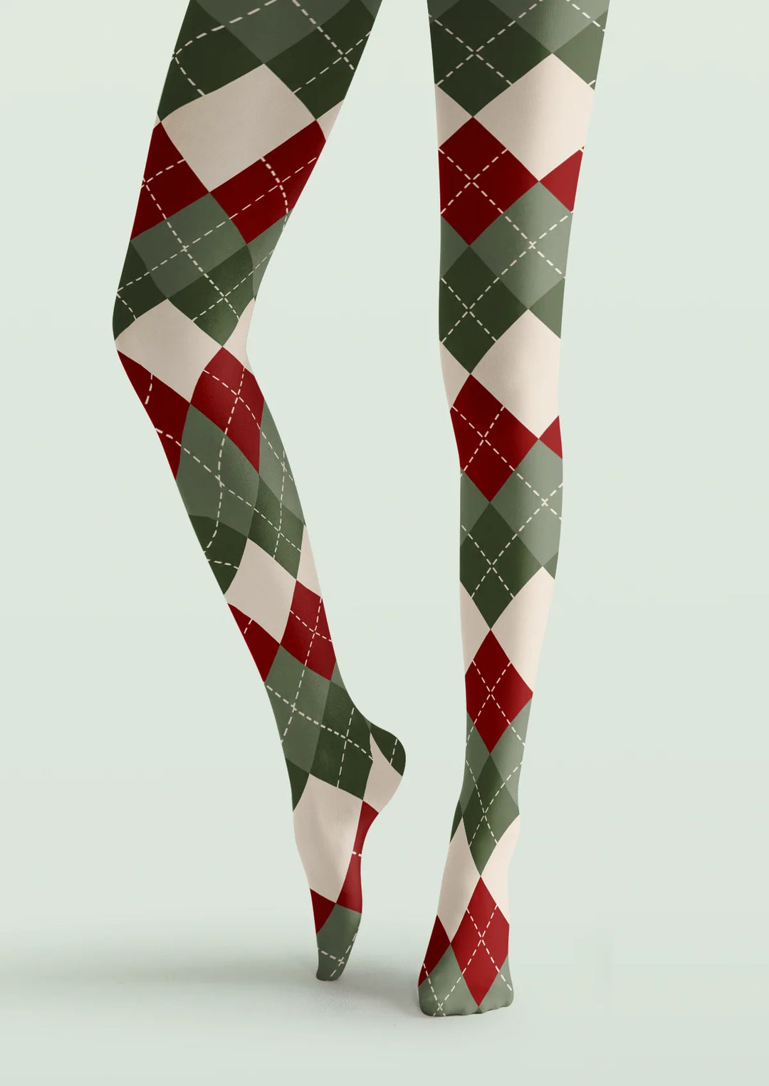 Vintage Argyle Printed Tights Hosiery Pantyhose