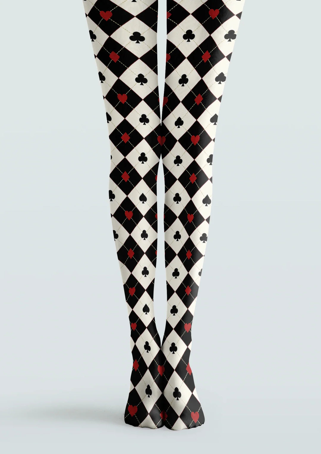 Playing Card Argyle Printed Tights Hosiery Pantyhose