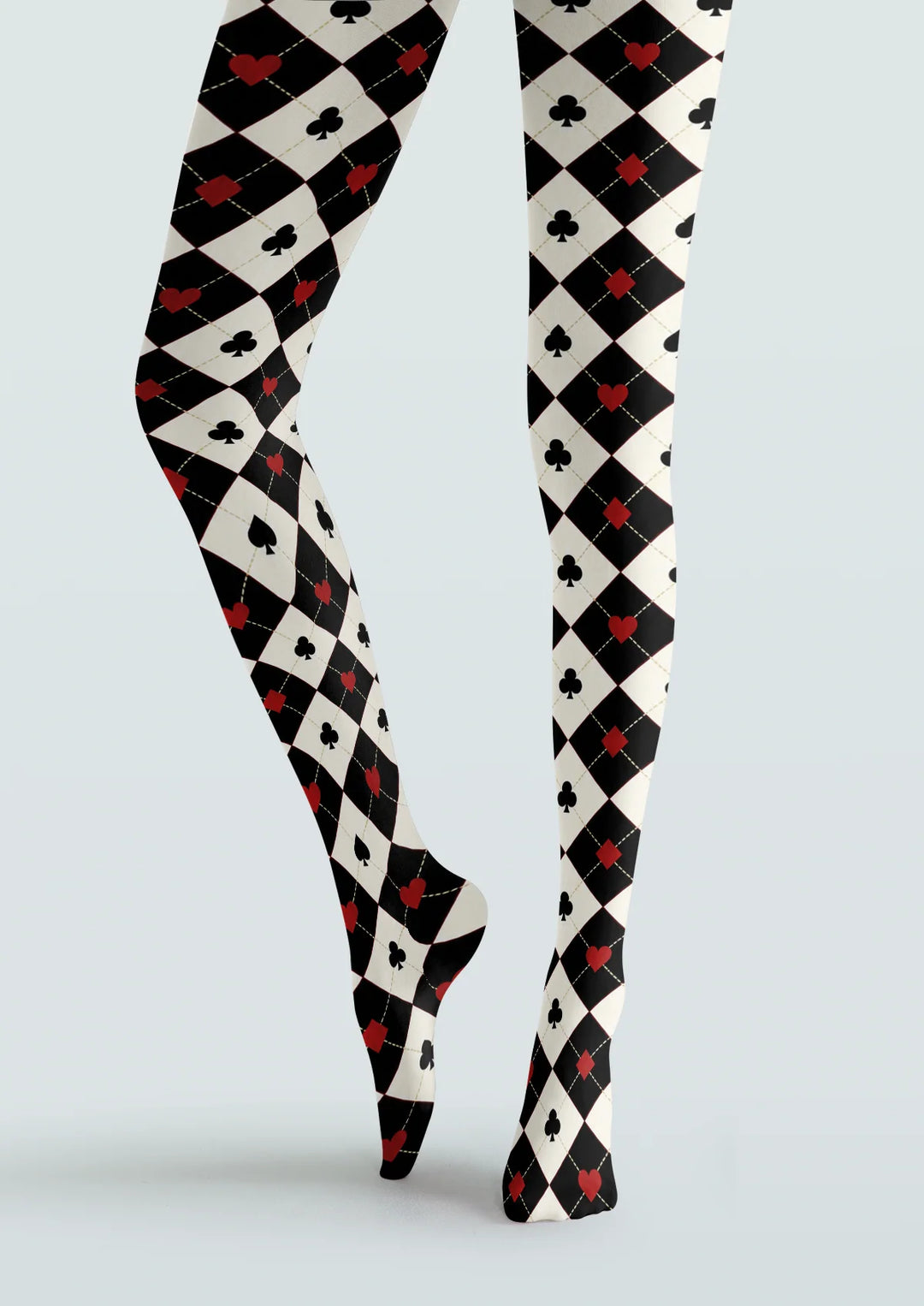 Playing Card Argyle Printed Tights Hosiery Pantyhose