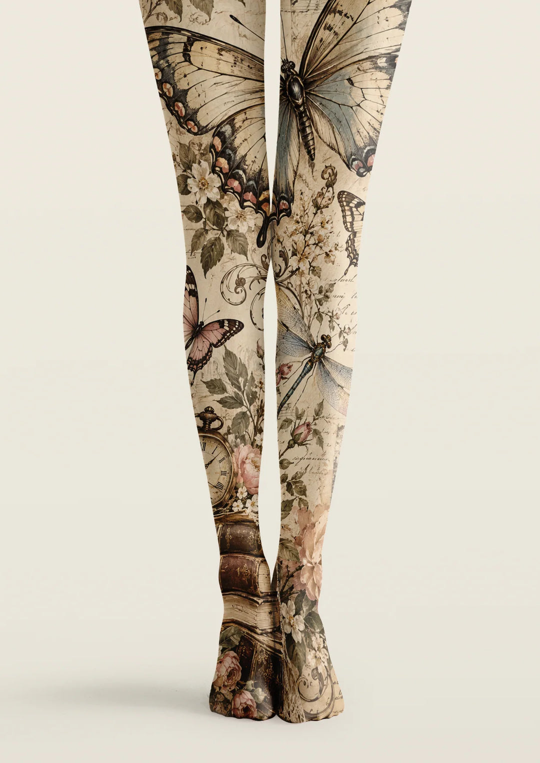 Women Vintage Butterfly Botanical Tights Hosiery Pantyhose