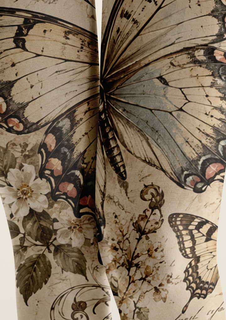 Women Vintage Butterfly Botanical Tights Hosiery Pantyhose