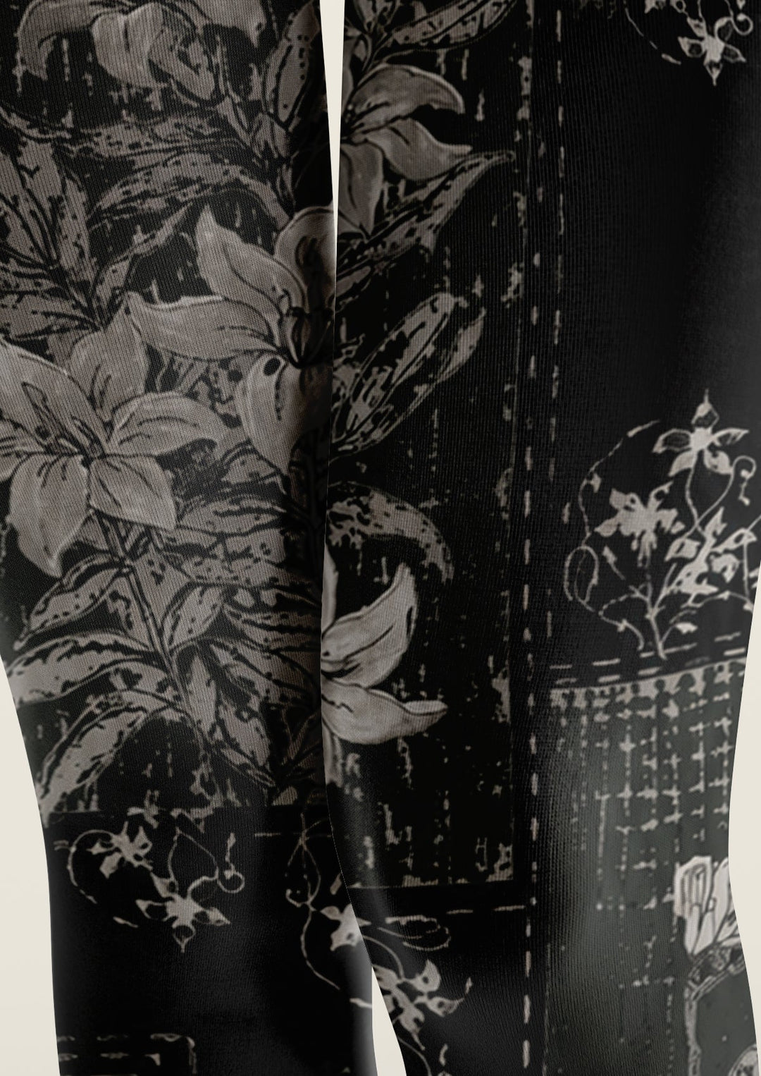 Women Midnight Botanical Floral Print Tights Hosiery Pantyhose