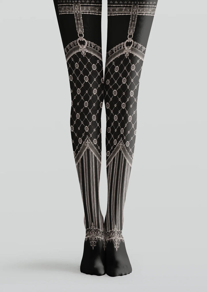 Vintage Lace Diamond Pattern Tights Hosiery Pantyhose