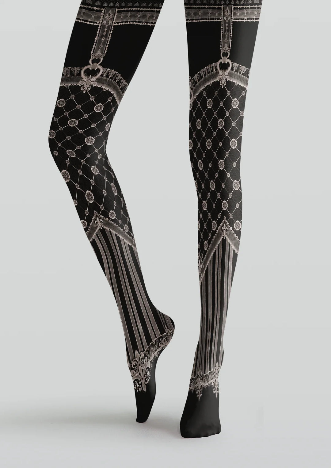 Vintage Lace Diamond Pattern Tights Hosiery Pantyhose